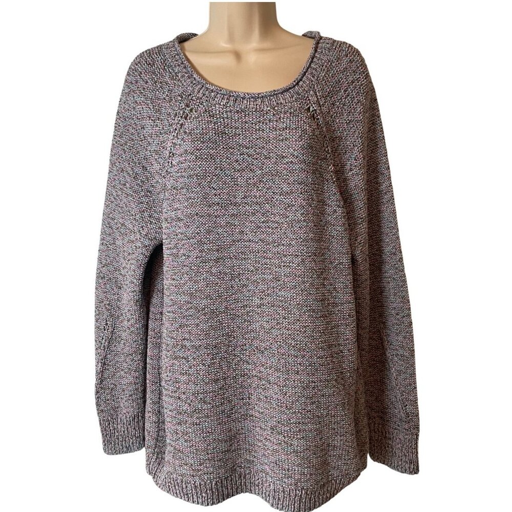 Talbots Women's Sweater Size XL Blue Purple Open Knit Classic‎ Cozy Casual